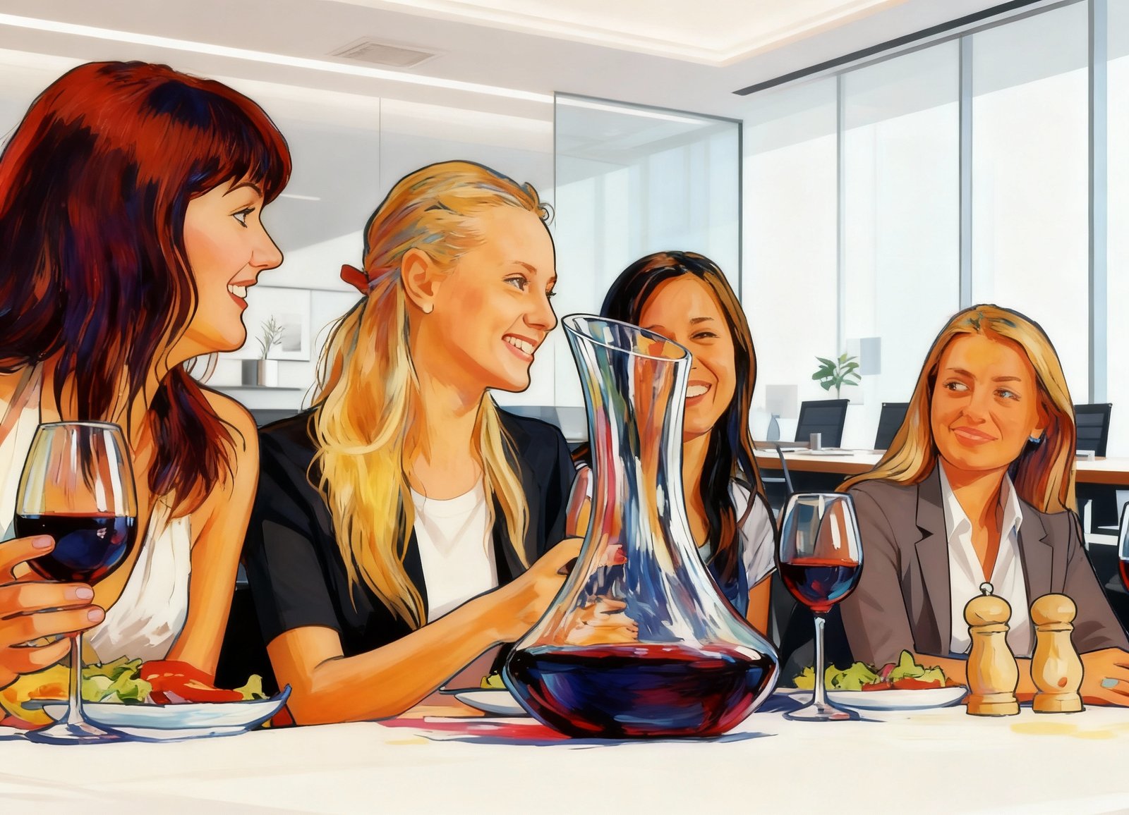 Group enjoying wine.